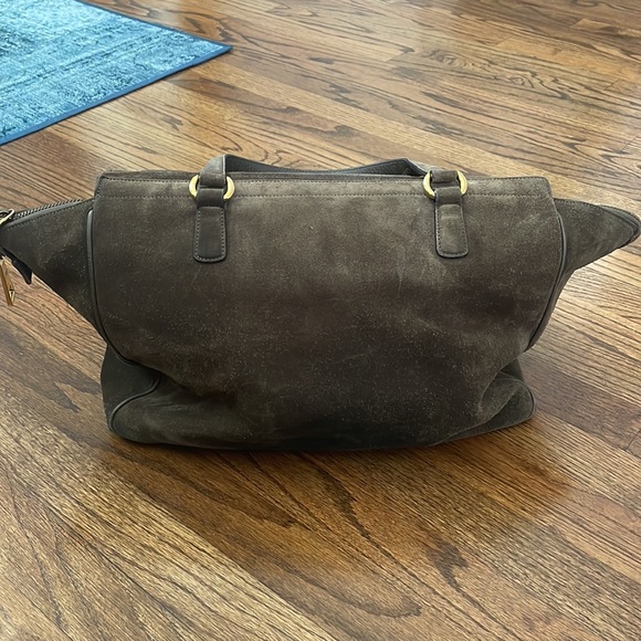 GUCCI Suede Medium 1973 Top Handle Satchel in Olive Brown - Picture 3 of 16